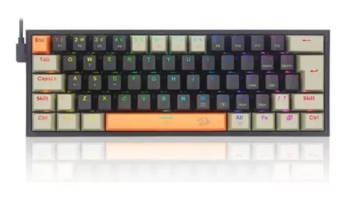 Teclado Gamer Redragon K617rgb-og Fizz Sunrise Lar Pret Cinz