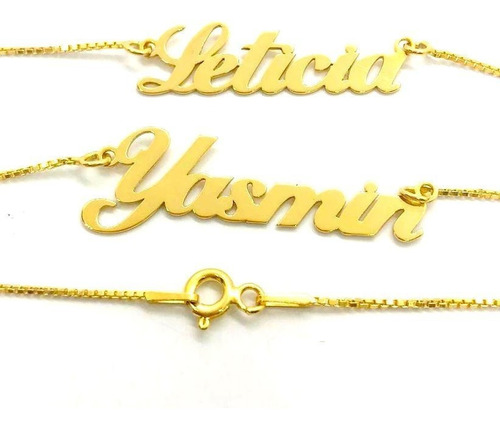 Colar De Nome Personalizado Dourado! Prata Banhado A Ouro!