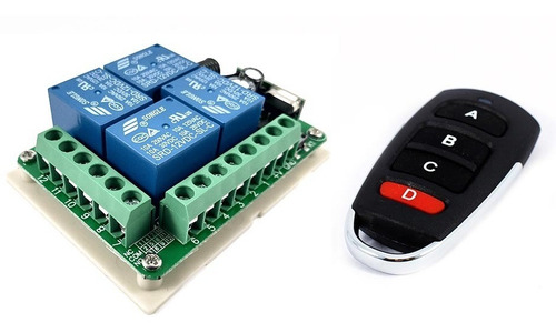 2 Pzas Relay Control Remoto 4 Canales 433mhz Inalambrico
