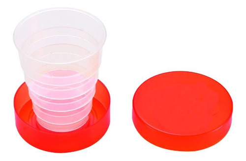 Vaso De Silicona Plegable Con Tapa En Color Blanco Con Rojo