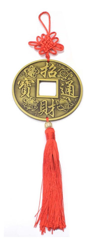 Colgante Amuleto Moneda China Hilos Rojos Destino Suerte