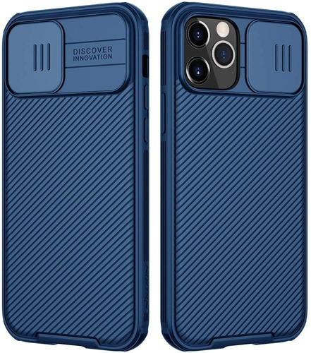 Capa Capinha Nillkin Camshield Pro Para iPhone 12 E 12 Pro Cor Azul-escuro