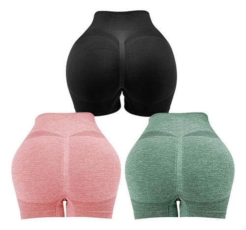 Women's 3pcs Hip Lift High Waisted Tummy Control Yoga Shorts