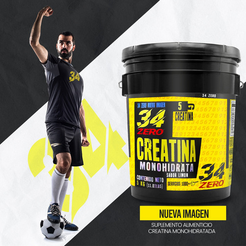 34 Zero Creatina Monohidratada 5kg 1000 Servicios Sabores Limón