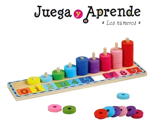 Juega Y Aprende Los Numeros 56 Pzas De Madera Marca Solita