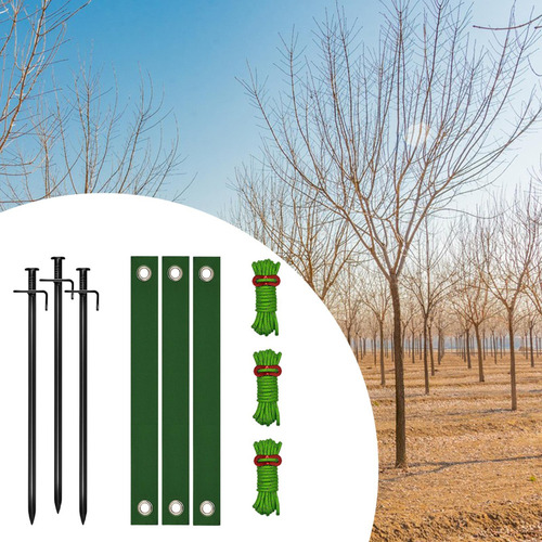 Estacas Y Soportes De Árboles Kit Estaca Negra Cuerda Verde