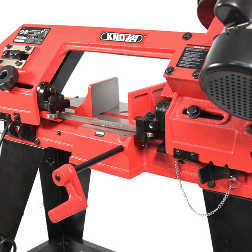 Sierra de cinta para corte de metales ajustable de 45° a 90° móvil con ruedas de 4 1/2" pulgadas de mesa removible , Motor monofásico de Motor 3/4 HP, 110 V de bajo nivel de ruido KN SCM-07A KNOVA