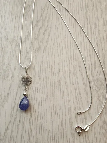 Colgante Piedra Tanzanita 36.2mm , Contra La Envidia , Plata
