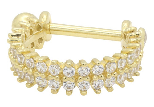 Piercing Conch Em Ouro 18k Aro Duplo Cravj Diamantes