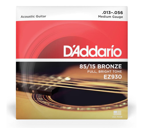Encordoamento Violão Aço 13-56 D'addario85/15 Bronze Ez930