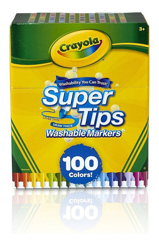 Imagen 2 de 4 de Crayola Supertips 100 Plumones Lavables Washable Niños Arte