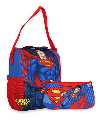 Lonchera Superman Bolso De Almuerzo + Estuche Plano