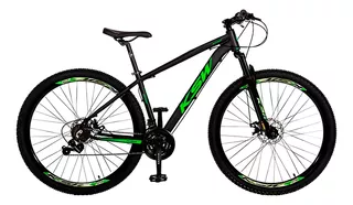 Mountain bike KSW XLt MTB aro 29 21" 21v freios de disco mecânico câmbios Shimano TZ cor preto/verde