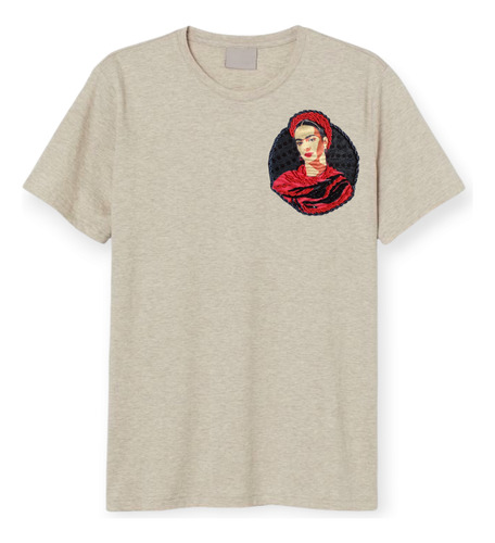 Parche Aplique Frida Kahlo Bordado Mostacilla Negro Estampado