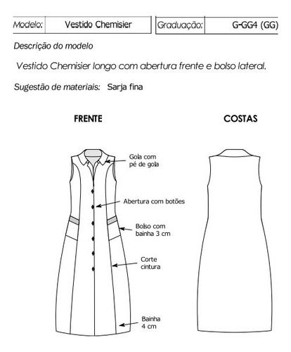 Molde Vestido Chemise