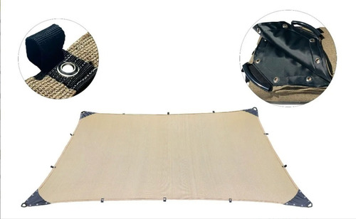Imagen 2 de 10 de Malla Sombra 5x7 90% Beige Raschel Lista Para Colocar