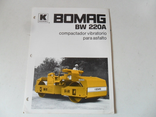 Folleto Tractor Aplanadora Bomag Antiguo Koehring Compactado