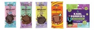 Mrbeast Chocolate Bar Pack Surtido (4 Pzs) + 1 Karl Gummies