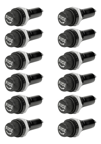 10x Porta Fusível Rosca Grande Preto (5x30)