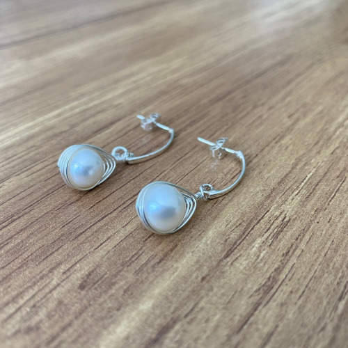 Aretes Largos De Plata 925 Y Perla Natural Cultivada Agálea