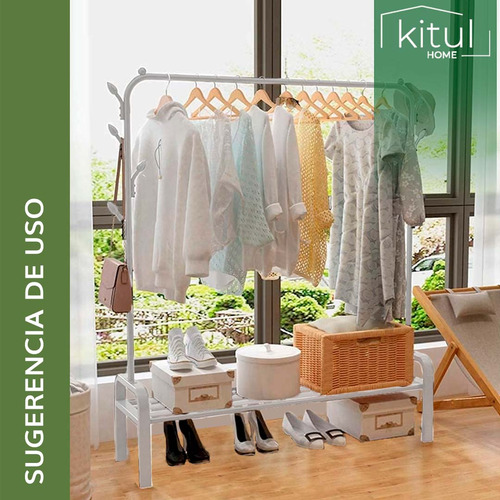 Perchero Rack Armable Ropa Organizador Closet Hogar Ganchos Color Blanco
