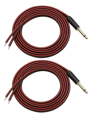 2 Cables Desnudos De 1/4 A Bocina, Cable De Audio A Mono Ma