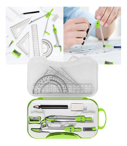 . Kit De Geometría Matemática, Juego De Brújula, Regla