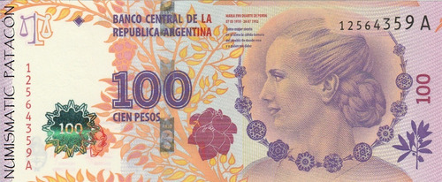 Billete 100 Pesos Evita Peron Serie A Sin Circular Bot C001