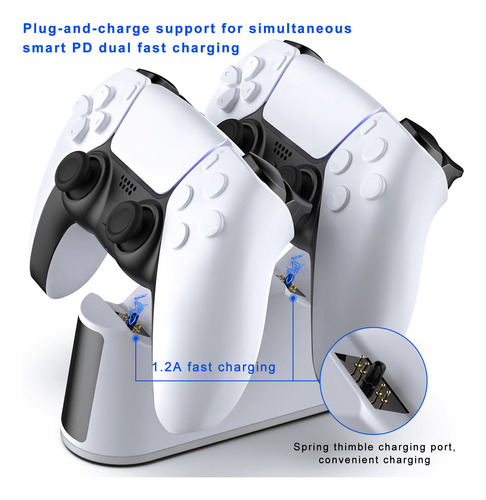 Estación Carga Doble Joystick Para Ps5 Con Luz Indicadora