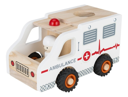 Juguete Carro De Madera Ambulancia Para Niños Teach Play 