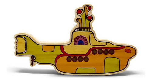 Decoração De Madeira Yellow Submarine Beatles 15cm X 10cm