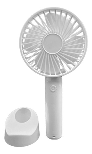 Ventilador De Mano Portátil Con Base Y Mango De Plástico Cantidad De Aspas 4 Estructura Blanco Aspas Balnco Diámetro 10 Cm