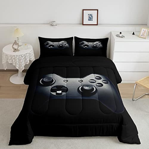 Feelyou Teens Boys Comforter Black Gamer Juego De Edredón Vi