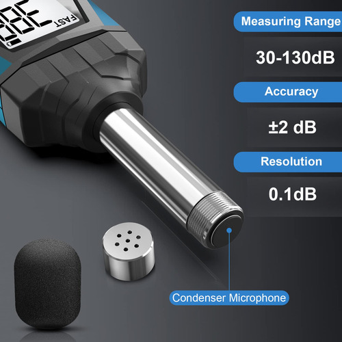 Curconsa Medidor De Decibelios Spl Portátil 30db A 130db Mmg