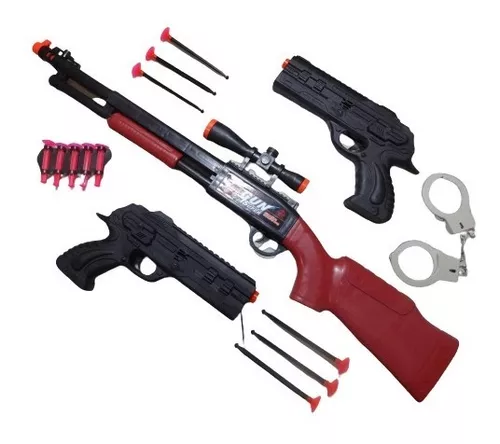 Kit 2 Arma Espingarda Com Mira Tipo Nerf Shotgun Com 12 Dardos +