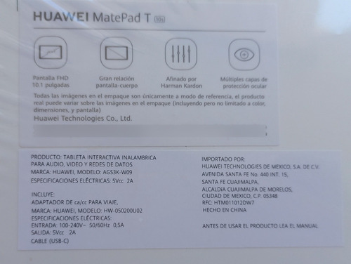 Tableta Huawei Matepad T 10s Modelo Ags3k-w09 Ram 4gb