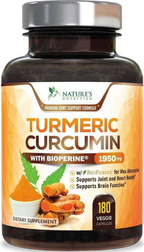 Curcuma Natures Nutrition 180cp - Unidad a $1409