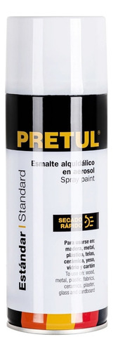 Pintura En Aerosol Bote Esbelto 400 Ml Pretul Secado Rapido Color Blanco mate