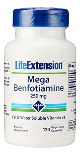 Extensión De Vida Mega Benfotiamina 250 Mg, 120 Cápsulas Veg