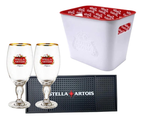 Frapera Balde Hielo Stella Artois + 2 Copas Y Beermat Regalo