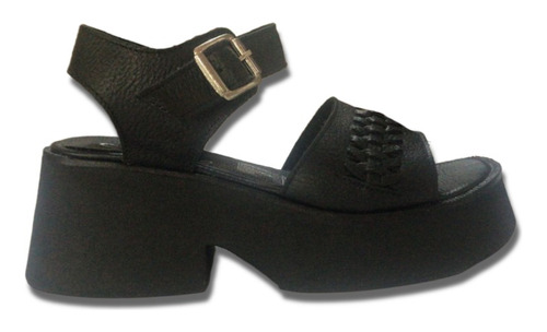 Sandalia Cuero Mujer Plataforma Colmada Muyil Negro