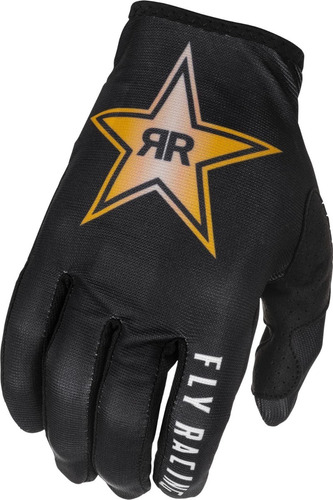 Luvas de motocross Donwhill Fly Lite Rockstar pretas/douradas tamanho S