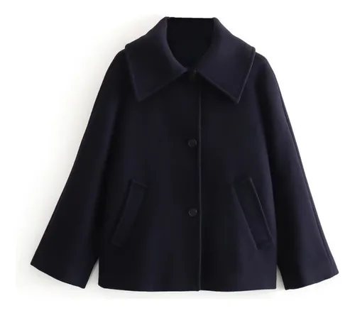 Chaqueta Corta De Moda En Mezcla De Lana Para Mujer, Nueva