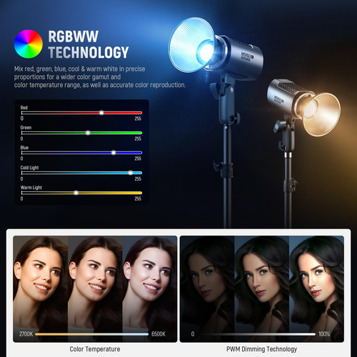Lámpara De Vídeo Led Neewer Ms150c Rgbww 150w Con Control 27