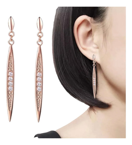 Aretes Para Dama Oro Rosa Delicado Diseño Elegante 