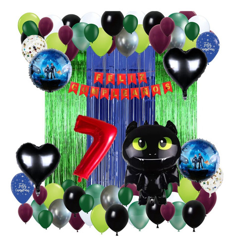 Kit De Globos De Como Entrenar A Tu Dragon Número 7 Kit De Glosbos De Chimuelo