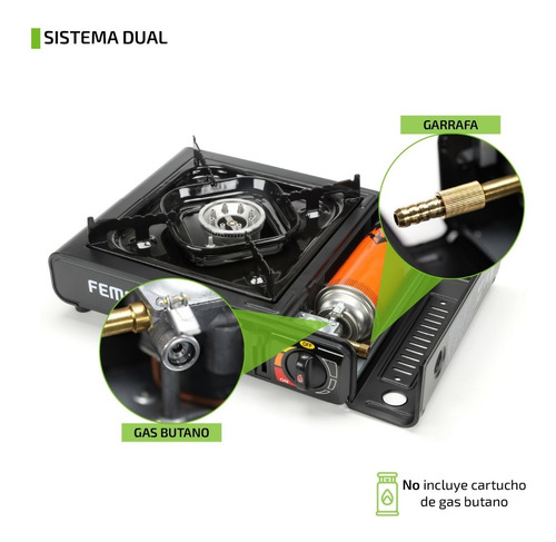 Anafe Portatil 1 Hornalla Quemador Camping Maletin Adap Dual