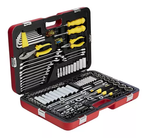 Juego de herramientas #stanley ideal para mecánicos, con 150 piezas  métricas y en pulgadas, práctico maletín, fácil de transportar, en…