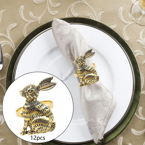 Servilleteros De Conejo De Pascua, Adorno Con Hebilla Oro