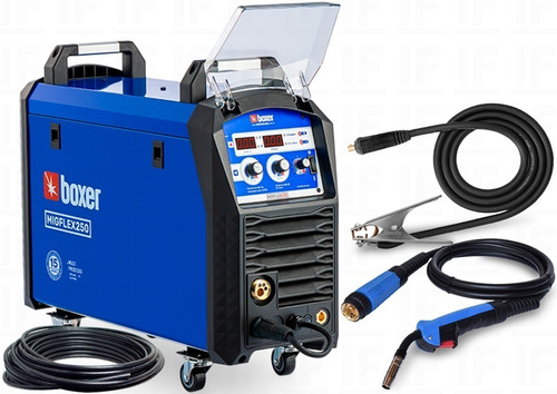 Imagem 3 de 10 de Máquina De Solda Inverter Boxer Migflex 250 Azul 220v